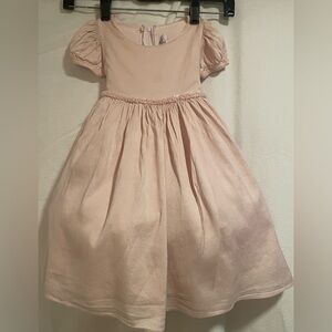 Charming 100% Silk Blush Toddler Dress with Puff Sleeves